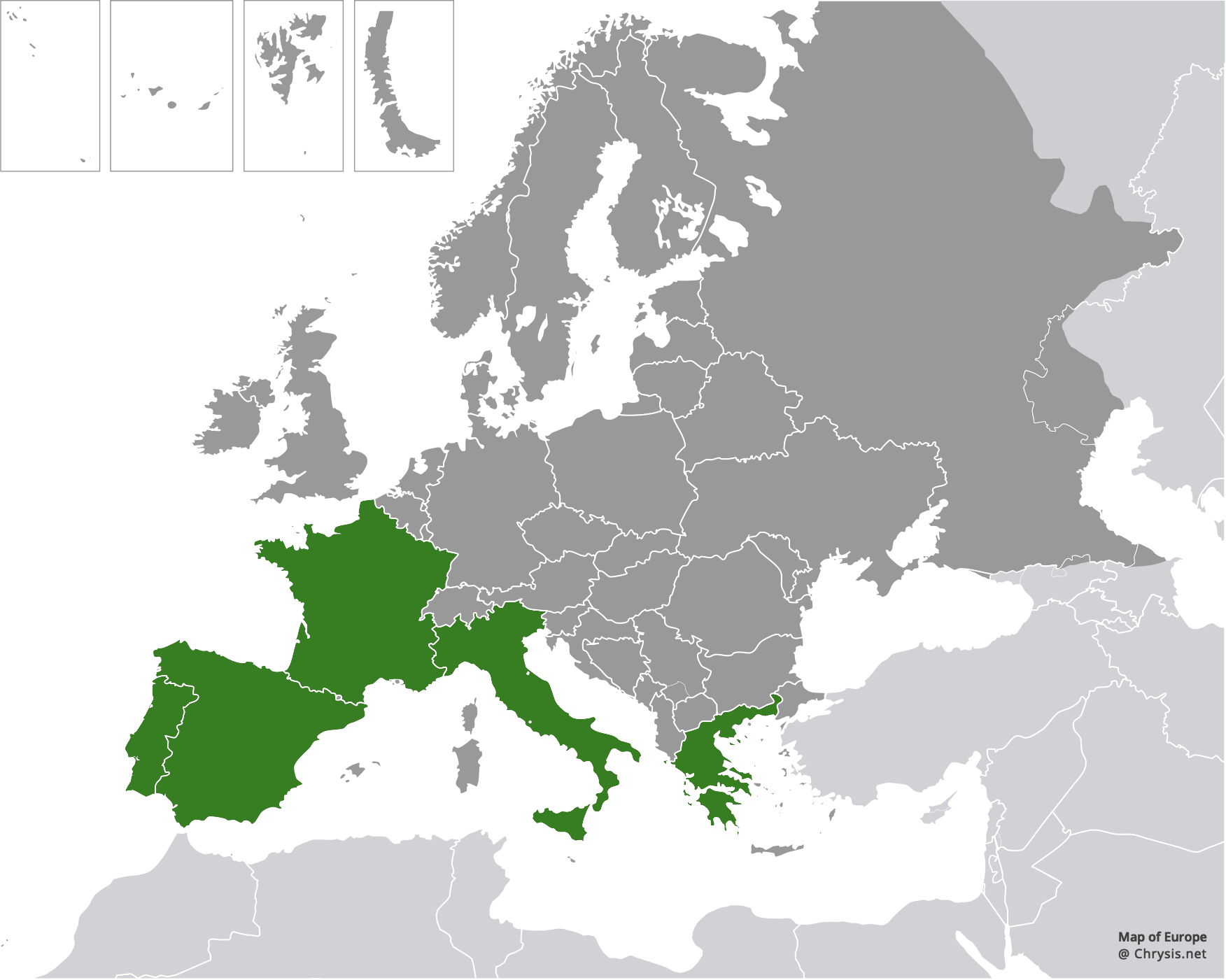 European distribution of Hedychridium gratiosum Abeille, 1878