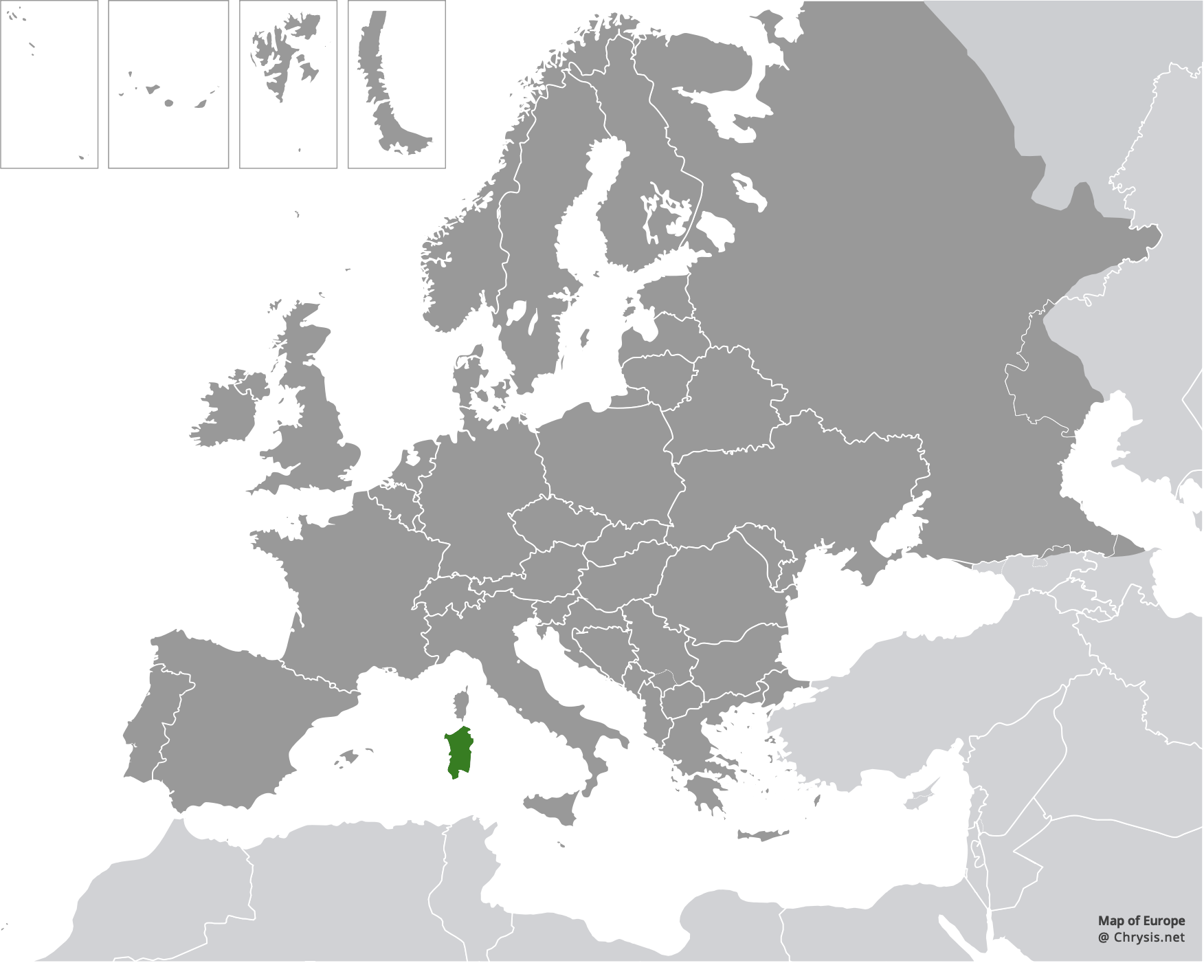 European distribution of Hedychridium sardinum Linsenmaier, 1997