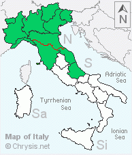Italian distribution of Chrysis indigotea
