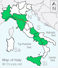 Italian distribution of Chrysis pulcherrima