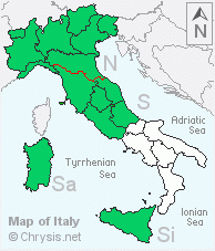 Italian distribution of Chrysis rutilans