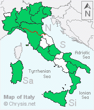 Italian distribution of Chrysis sexdentata