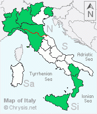 Italian distribution of Chrysura simplex