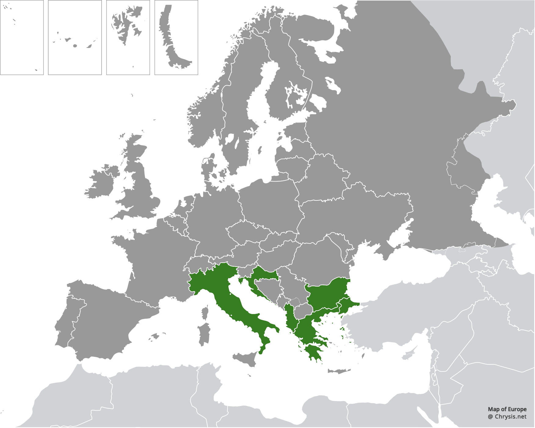 European distribution of Chrysis albanica