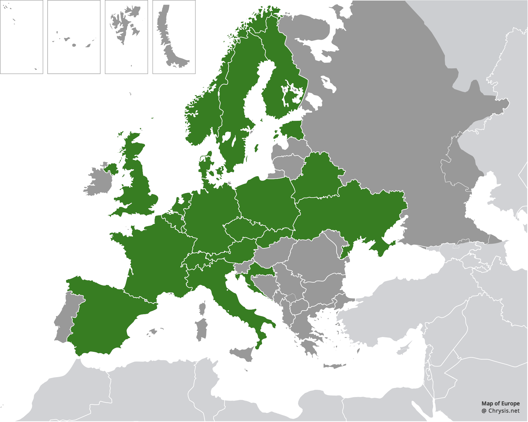 European distribution of Chrysis angustula