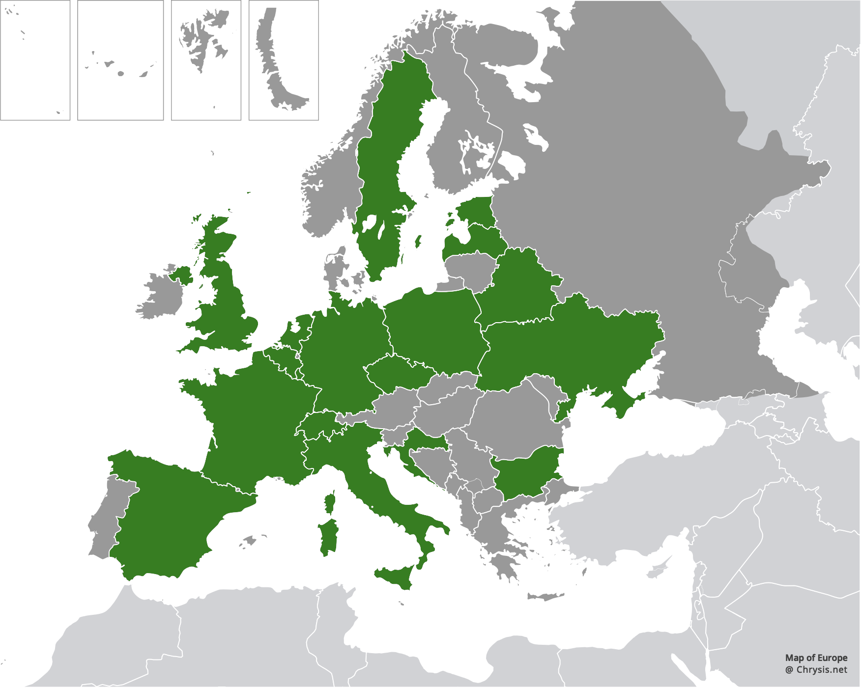 European distribution of Chrysis bicolor Lepeletier, 1806