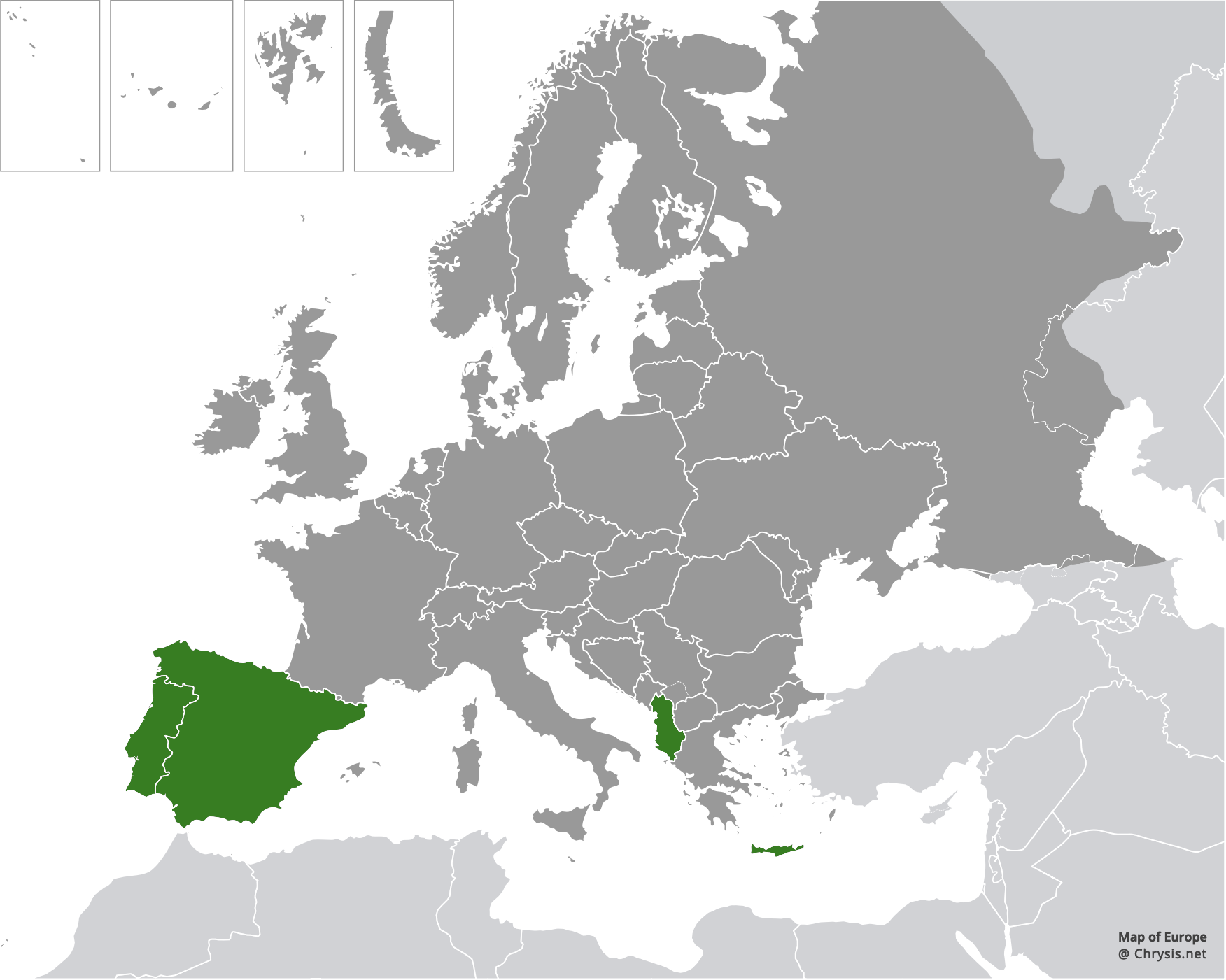 European distribution of Chrysis blanchardi Lucas, 1849