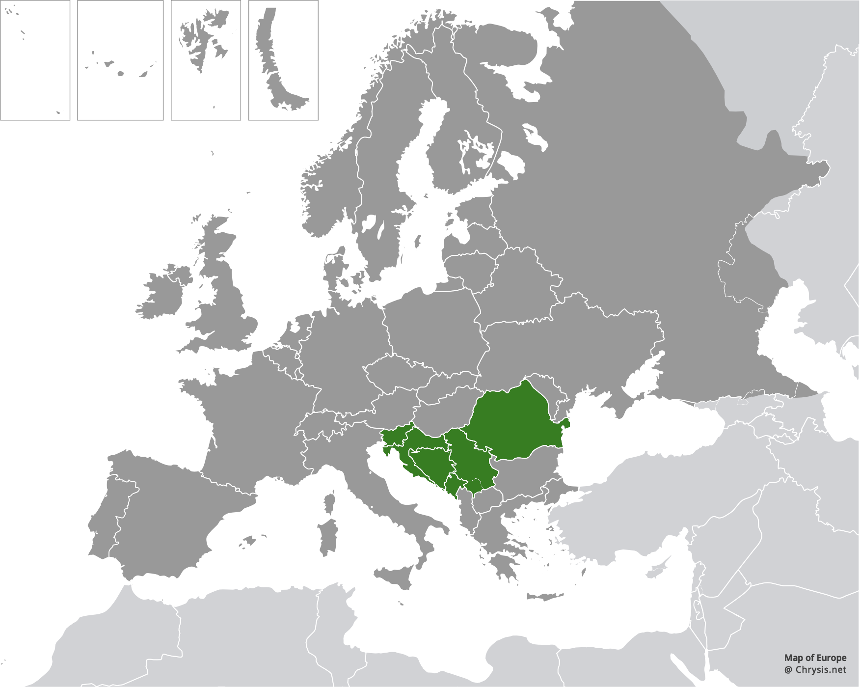 European distribution of Chrysis chalcea Móczár, 1965