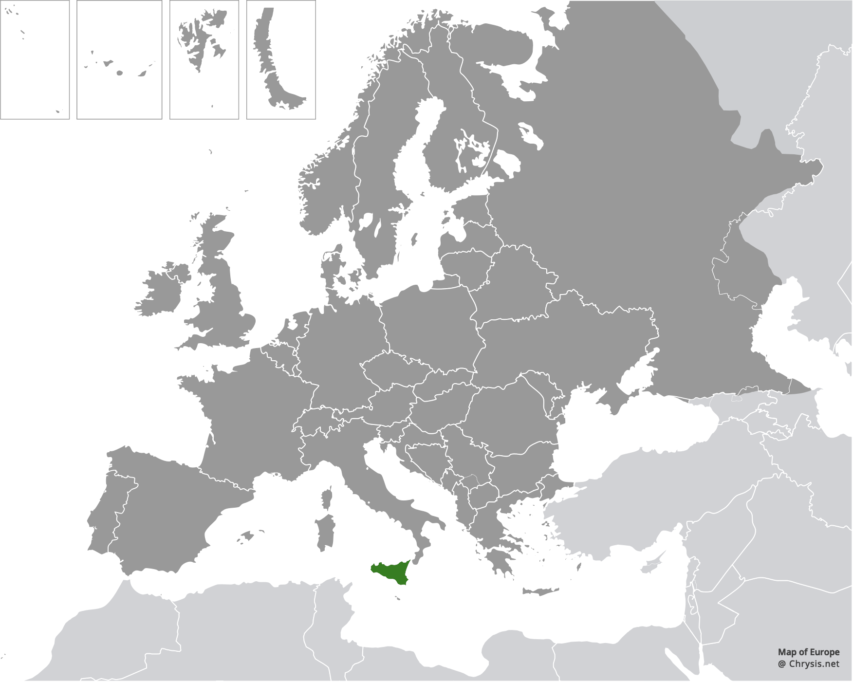 European distribution of Chrysis chlorospila Klug, 1845