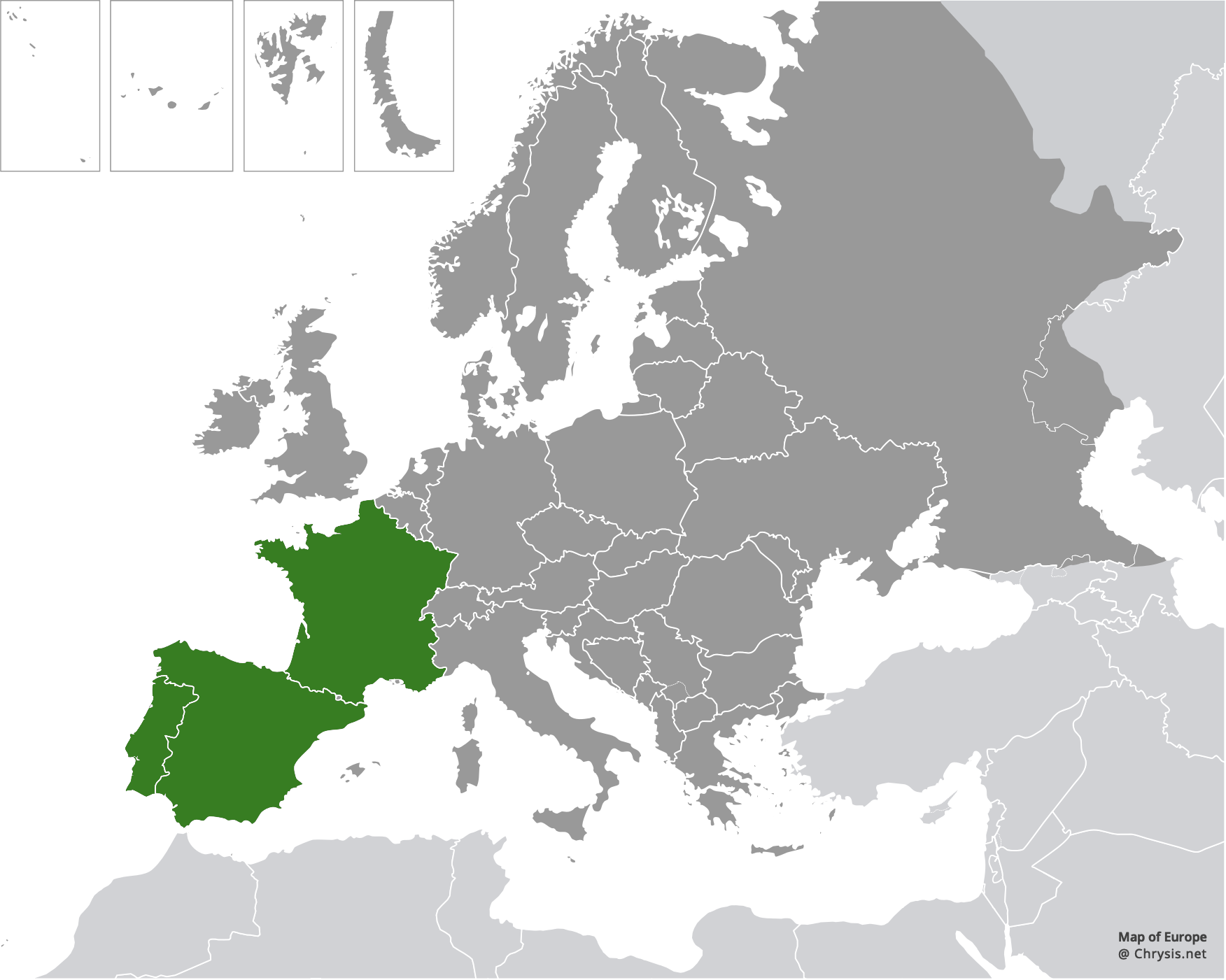 European distribution of Chrysis chrysoscutella Linsenmaier, 1959