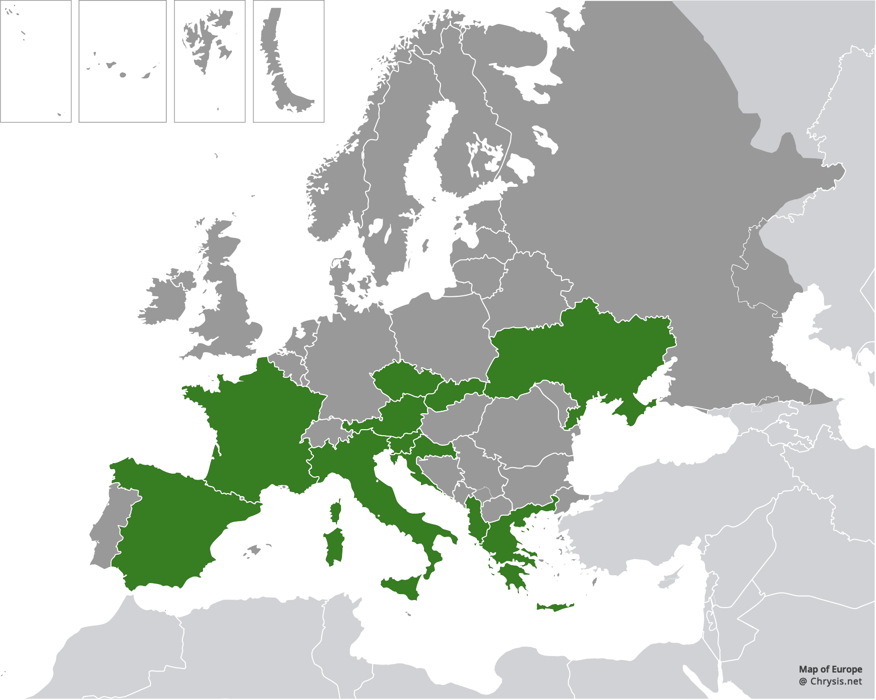 European distribution of Chrysis cingulicornis