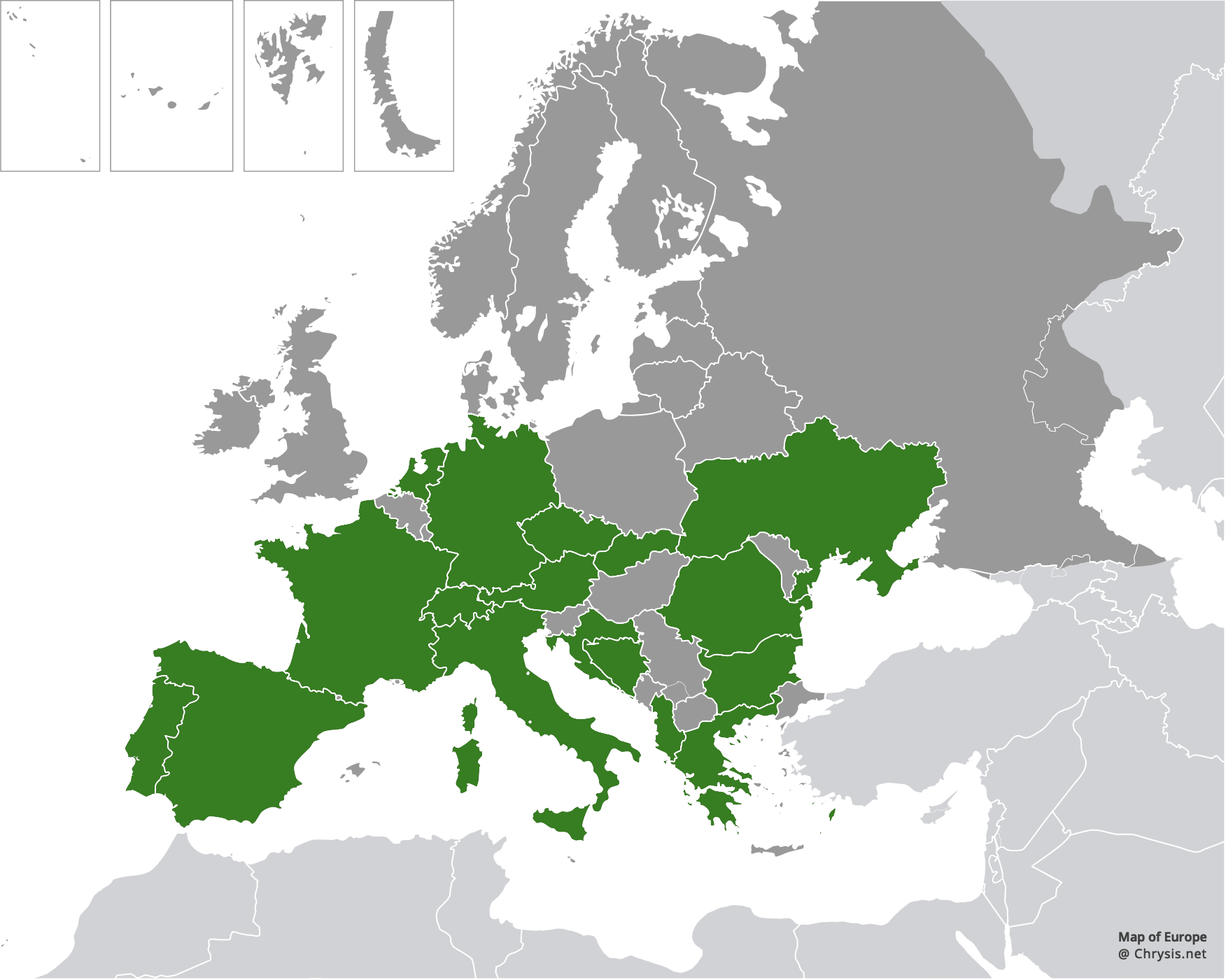 European distribution of Chrysis comparata