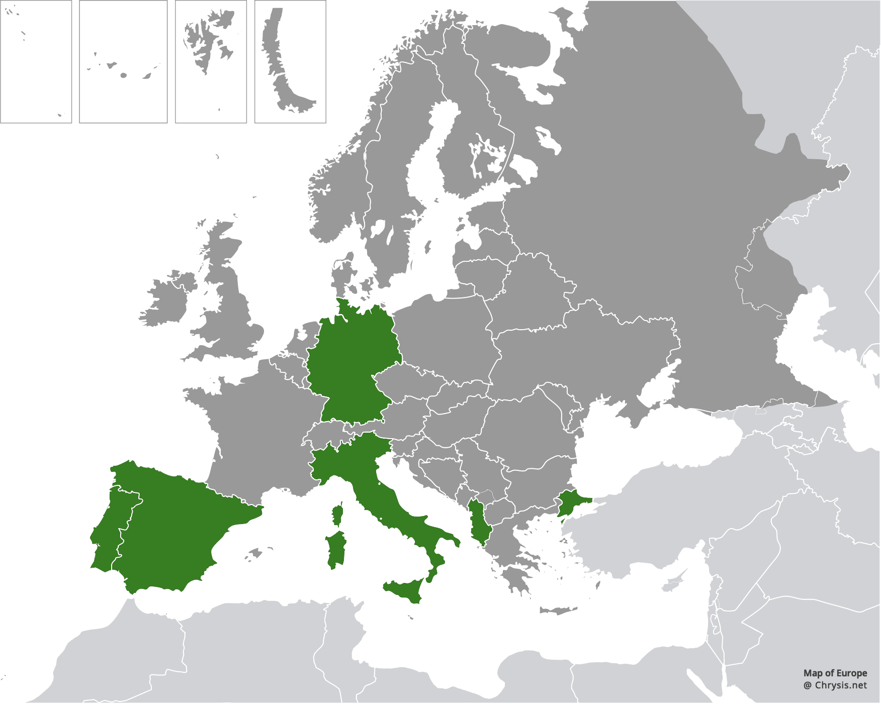 European distribution of Chrysis consanguinea Mocsáry, 1889