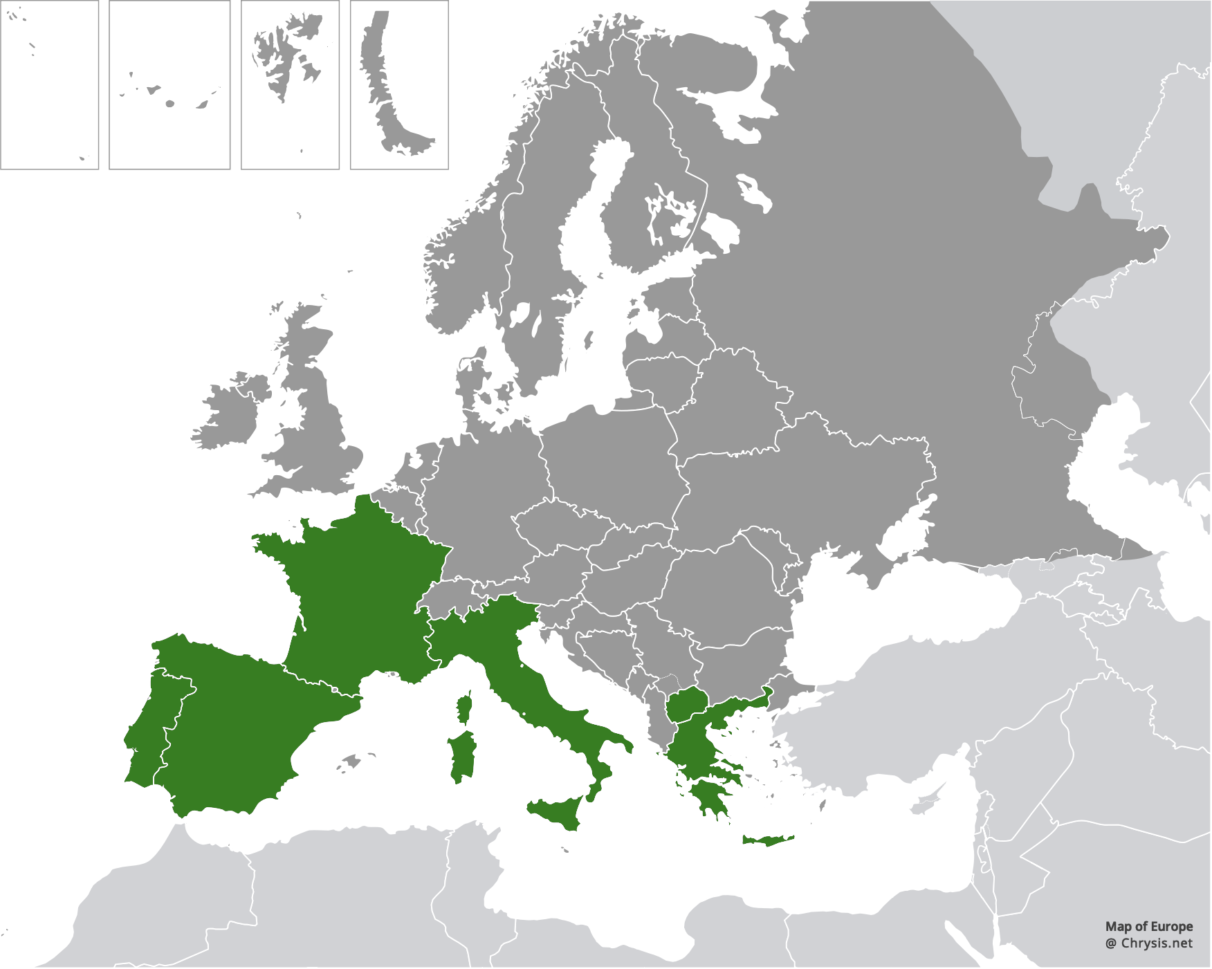 European distribution of Chrysis continentalis Linsenmaier, 1959