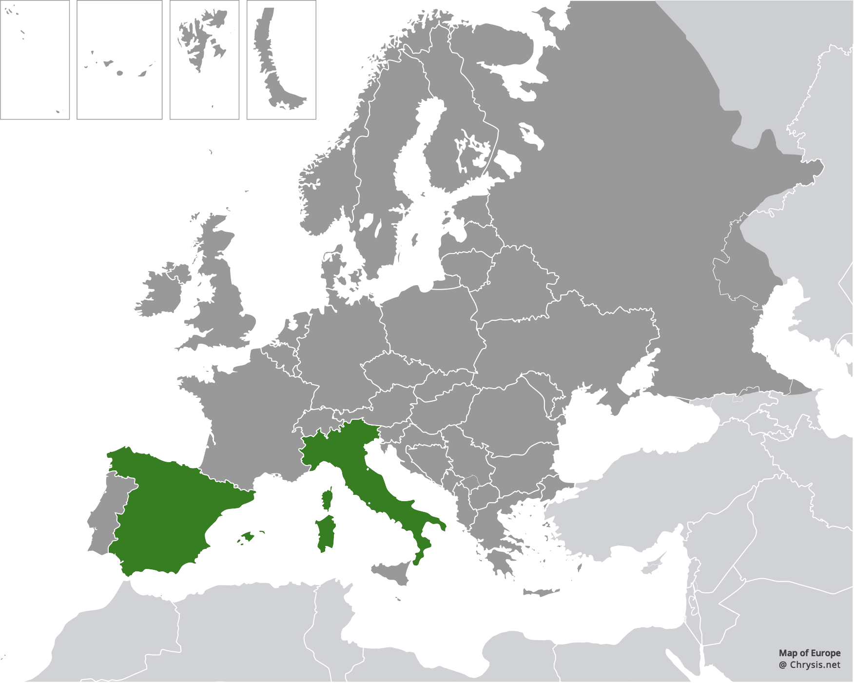 European distribution of Chrysis corsica Buysson, 1896