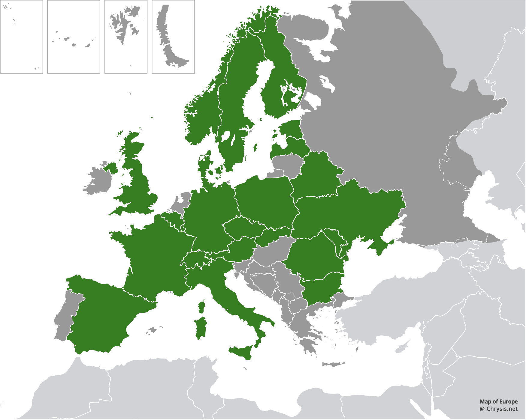 European distribution of Chrysis fulgida Linnaeus, 1761