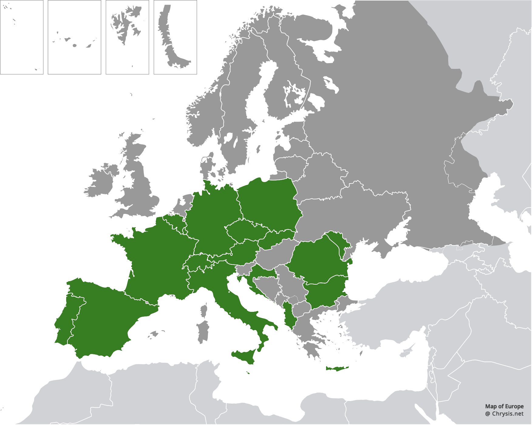 European distribution of Chrysis germari Wesmael, 1839