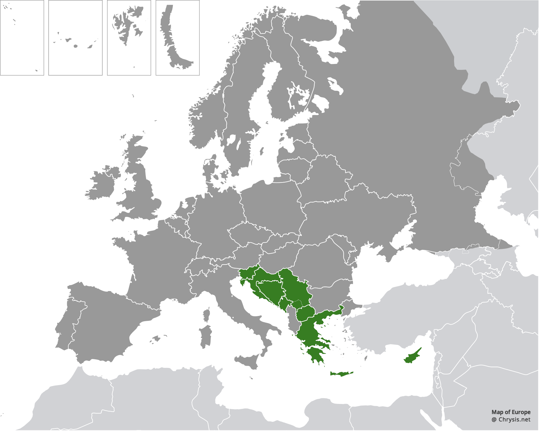 European distribution of Chrysis germari subgermari