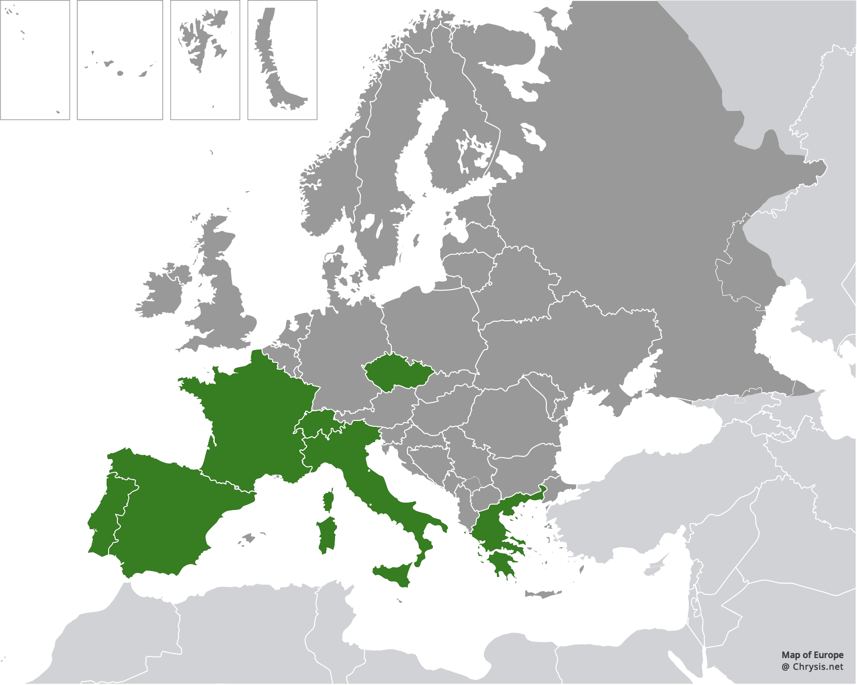 European distribution of Chrysis gribodoi Abeille, 1877