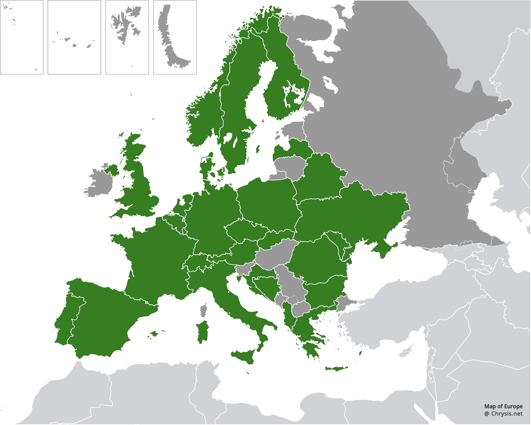 European distribution of Chrysis ignita Linnaeus, 1758