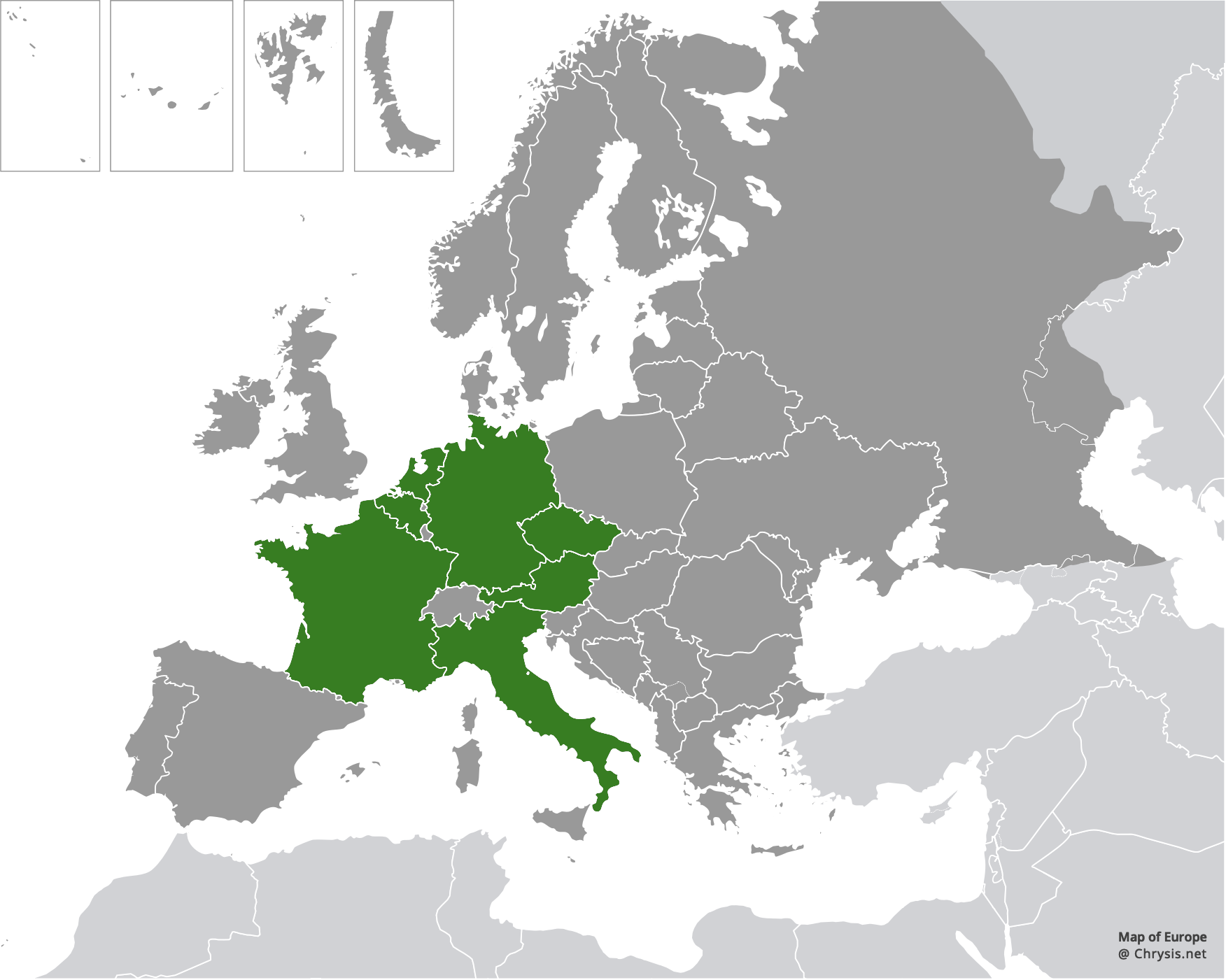 European distribution of Chrysis immaculata Buysson, 1898