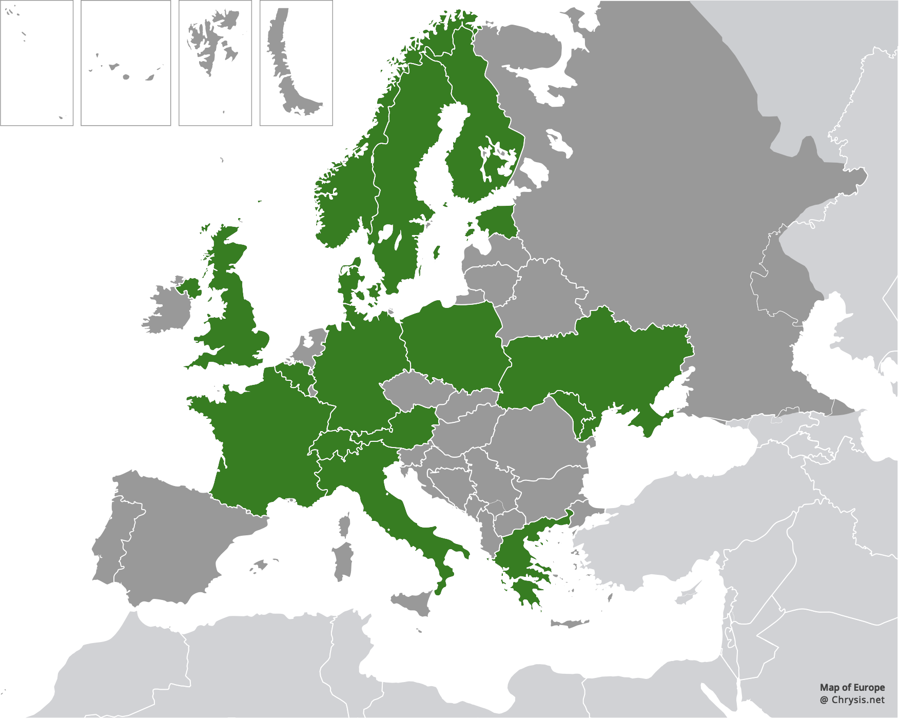 European distribution of Chrysis impressa Schenck, 1856