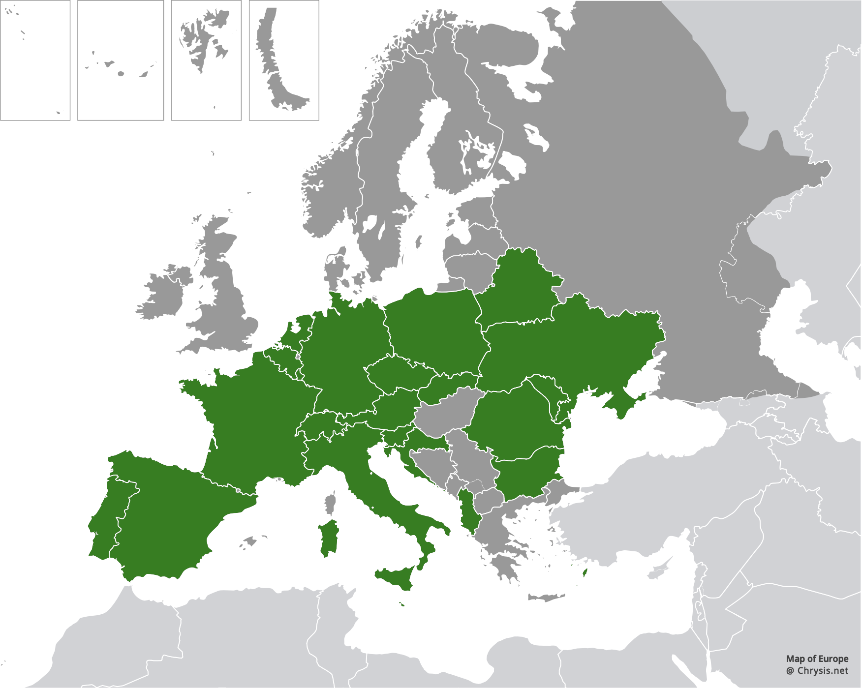 European distribution of Chrysis inaequalis