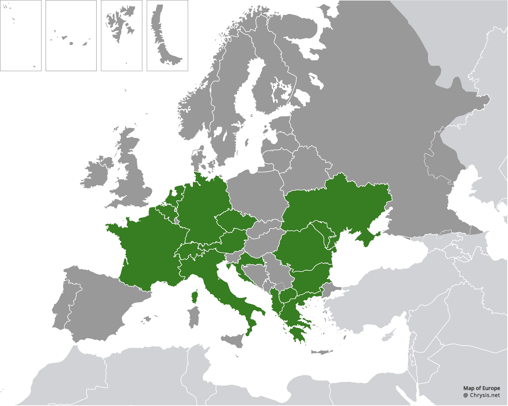 European distribution of Chrysis indigotea