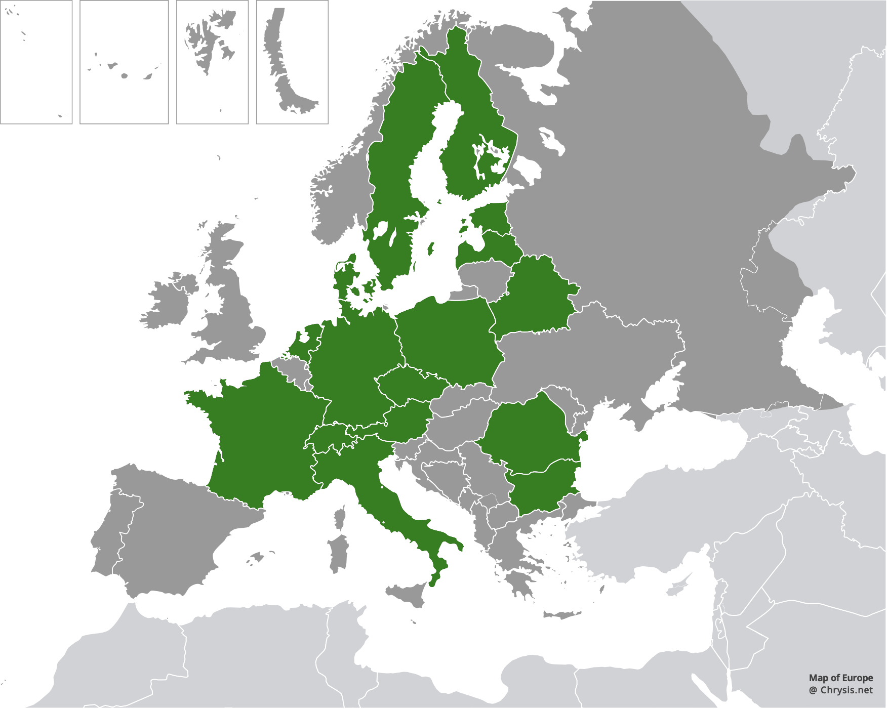 European distribution of Chrysis iris Christ, 1791