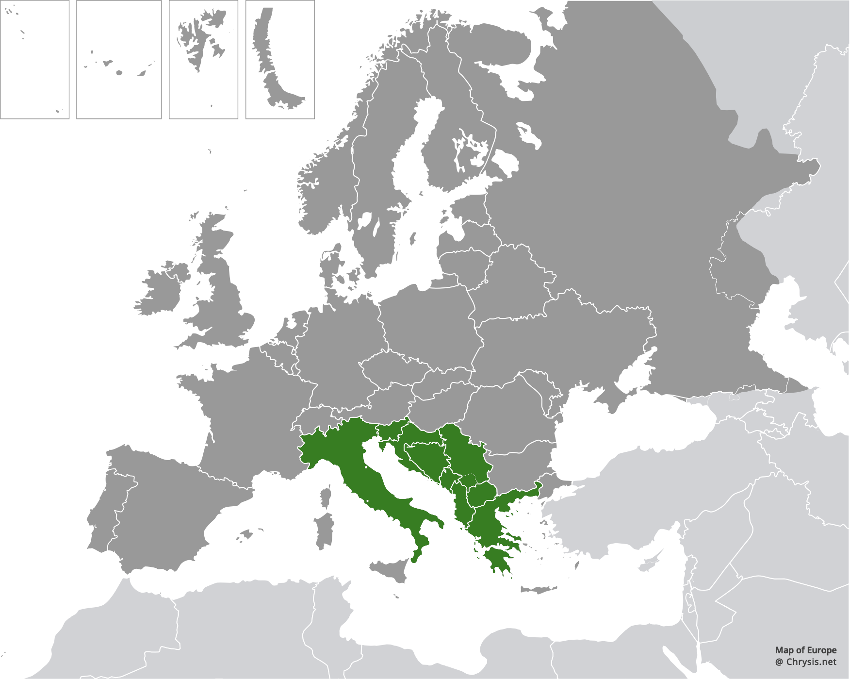 European distribution of Chrysis jucunda