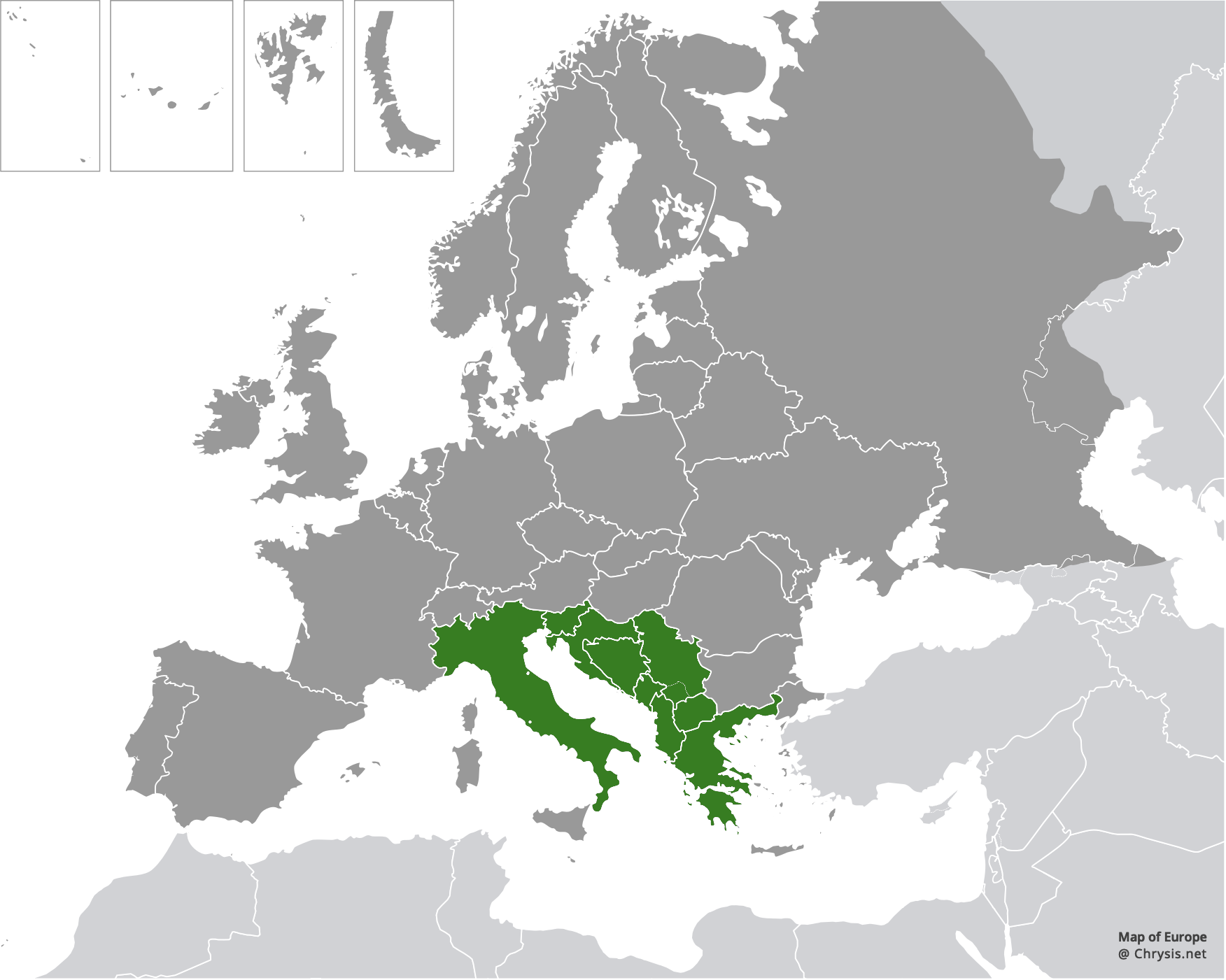 European distribution of Chrysis jucunda Mocsáry, 1889