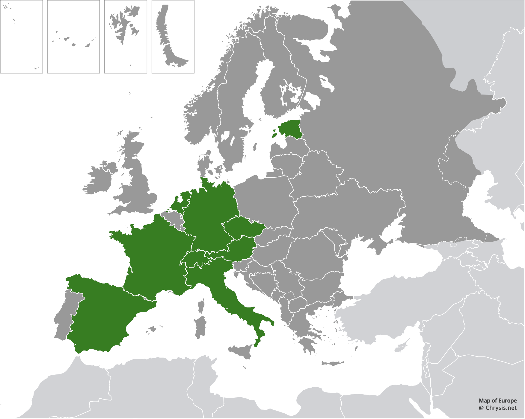 European distribution of Chrysis leptomandibularis Niehuis, 2000