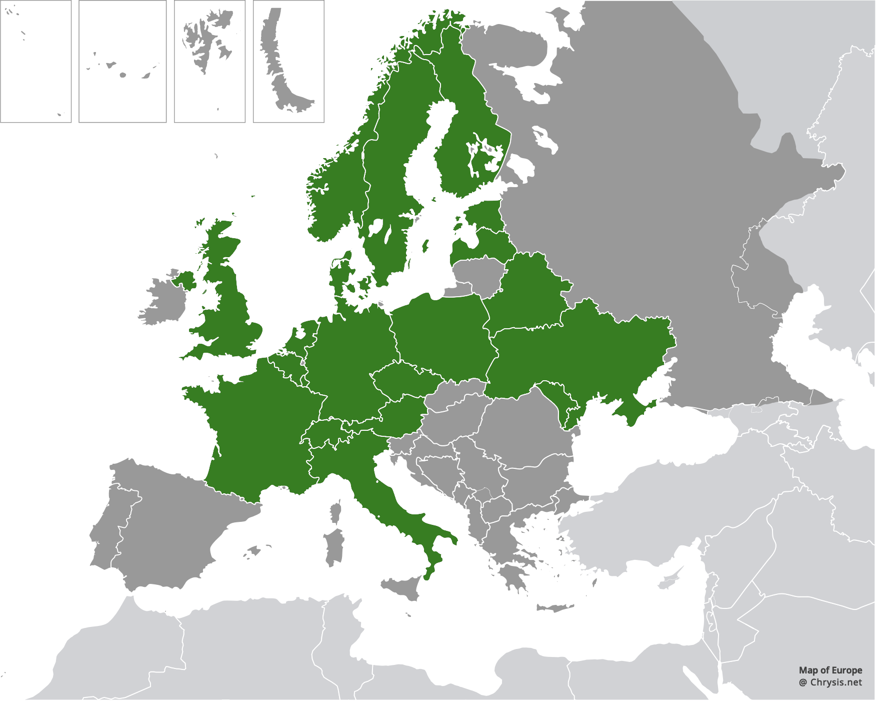 European distribution of Chrysis longula Abeille, 1879