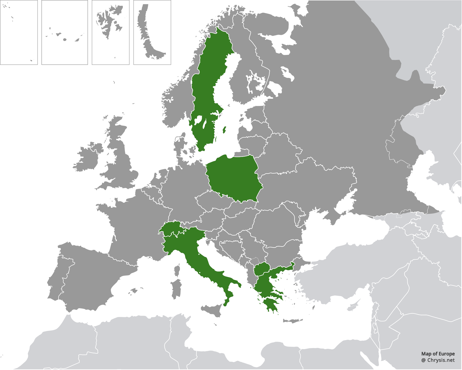 European distribution of Chrysis longula sublongula Linsenmaier, 1951