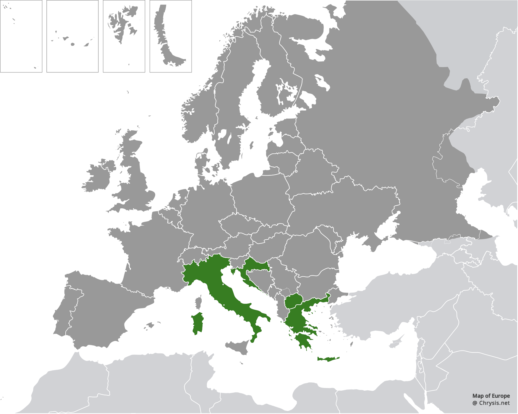 European distribution of Chrysis maderi Linsenmaier, 1959