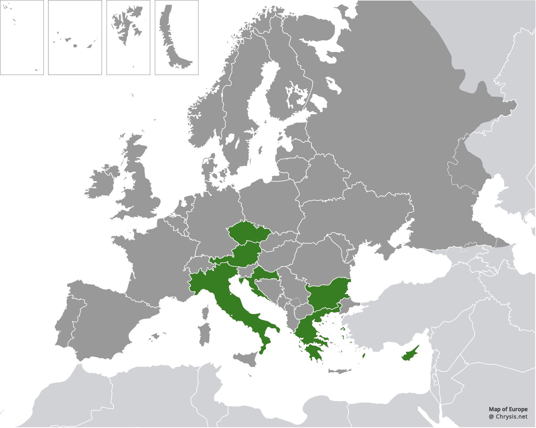 European distribution of Chrysis marginata aliunda Linsenmaier, 1959