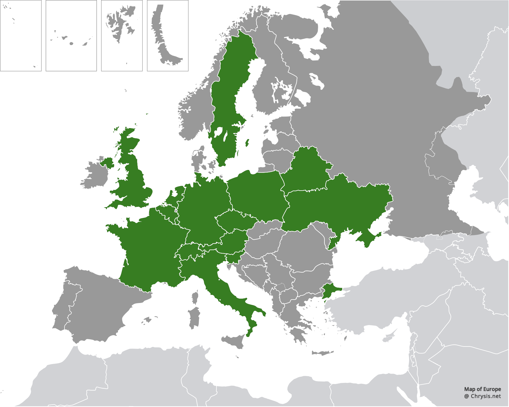 European distribution of Chrysis mediata Linsenmaier, 1951