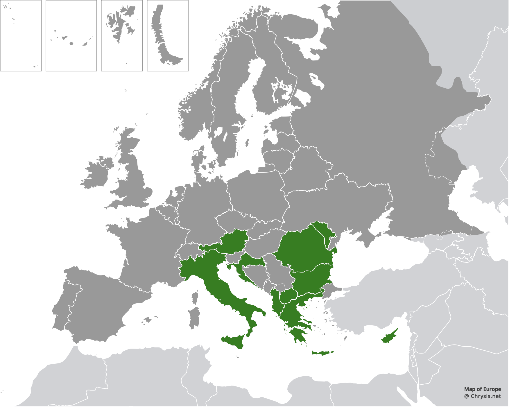 European distribution of Chrysis millenaris Mocsáry, 1897