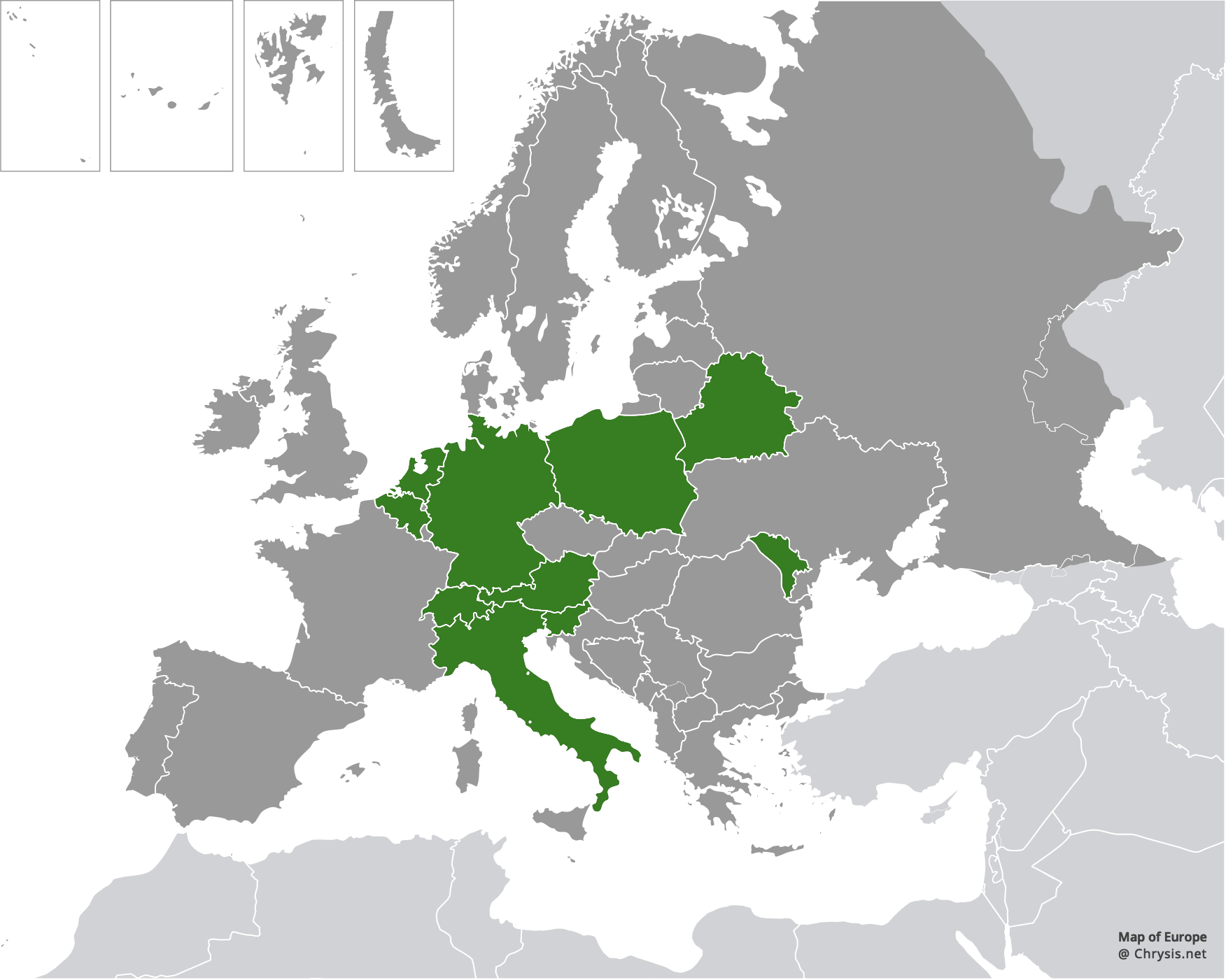 European distribution of Chrysis obtusidens Dufour-Perris, 1840