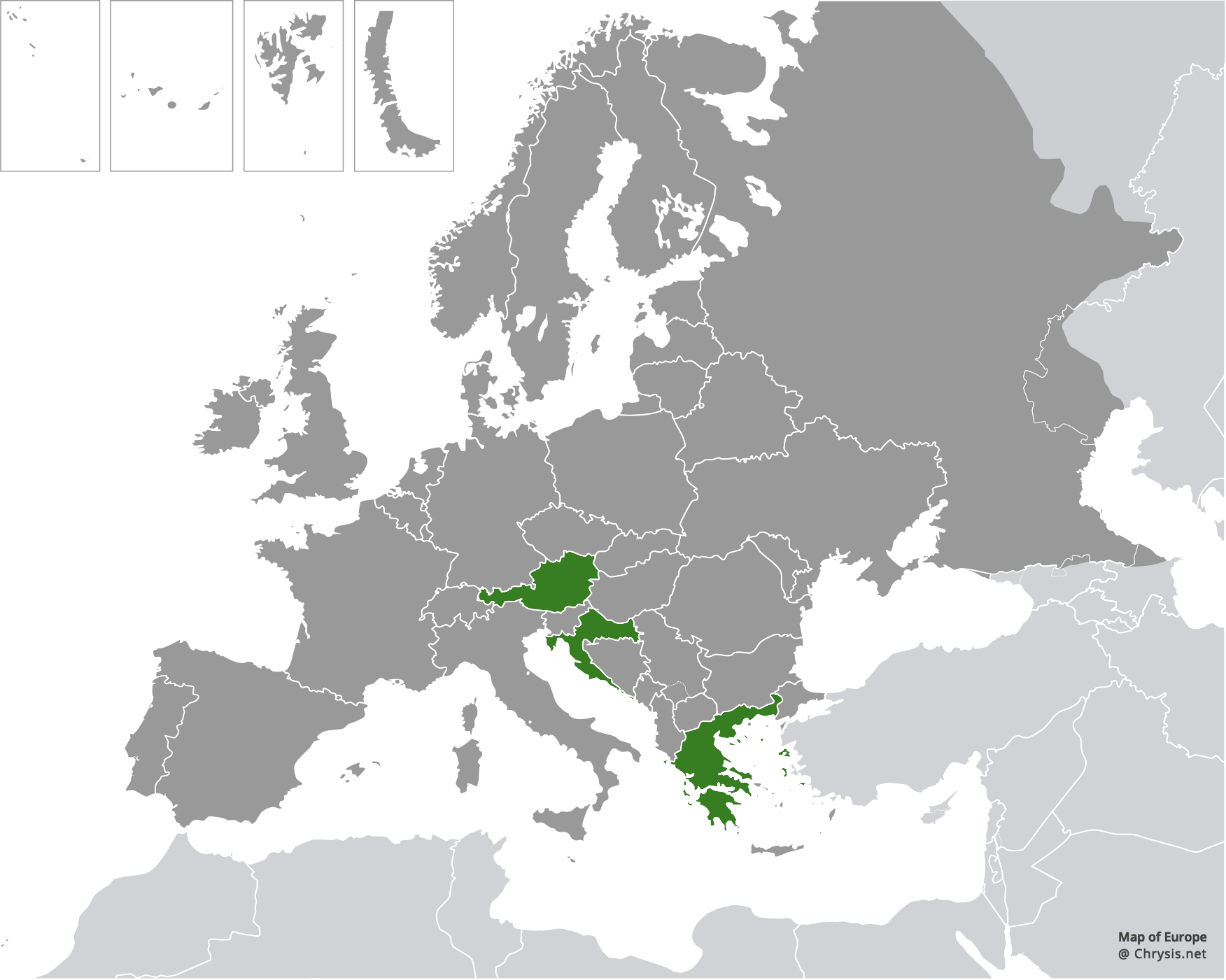 European distribution of Chrysis phryne burgenlandia Linsenmaier, 1968