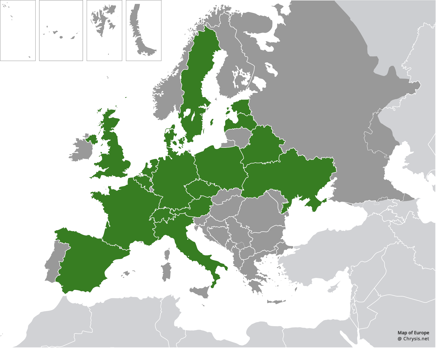 European distribution of Chrysis pseudobrevitarsis Linsenmaier, 1951