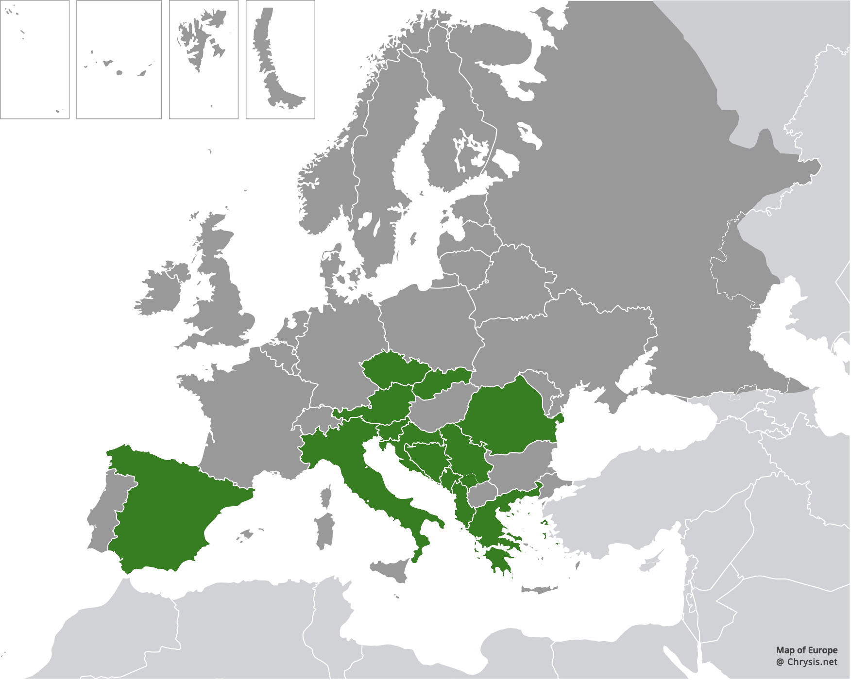 European distribution of Chrysis rufitarsis