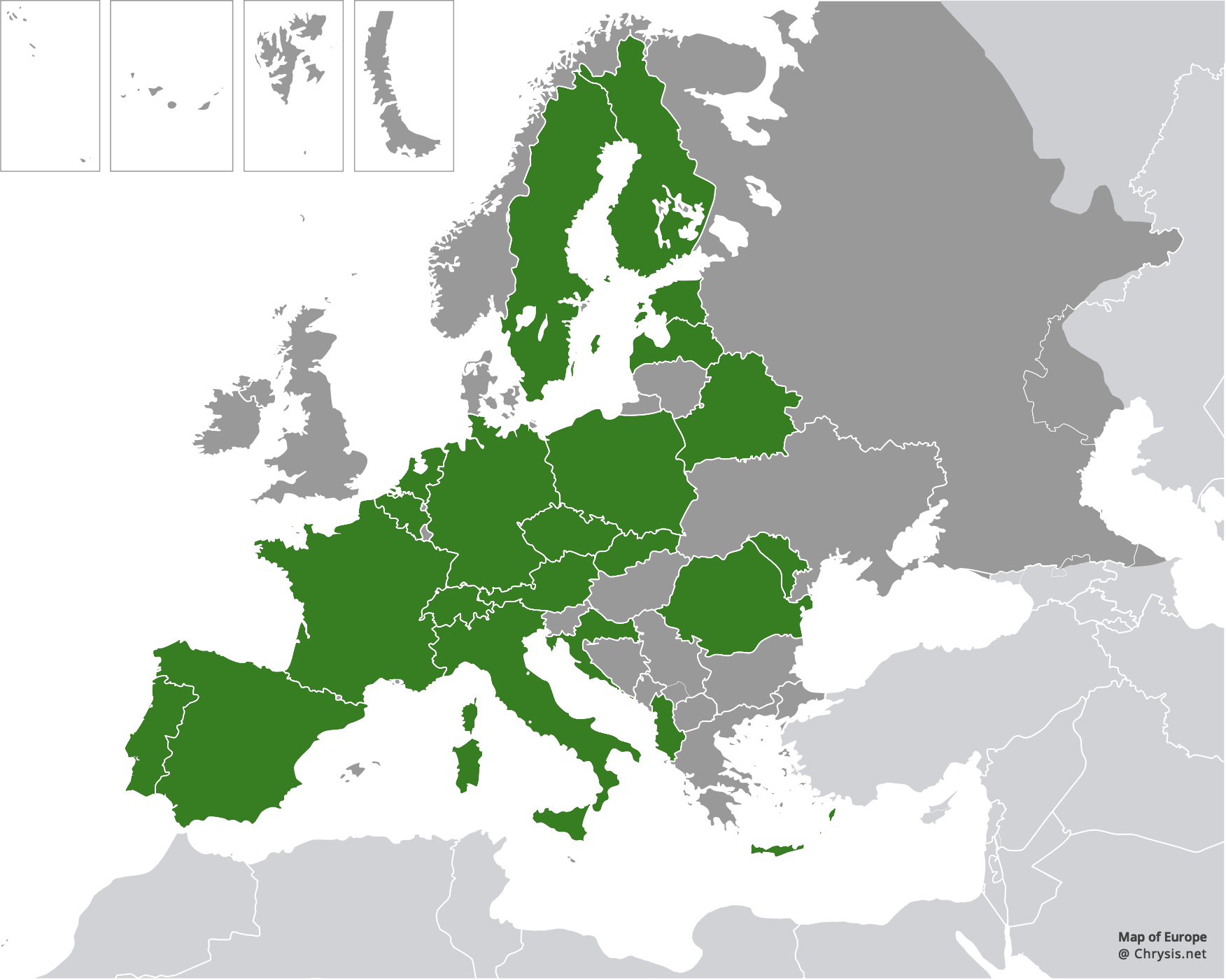 European distribution of Chrysis rutilans Olivier, 1790