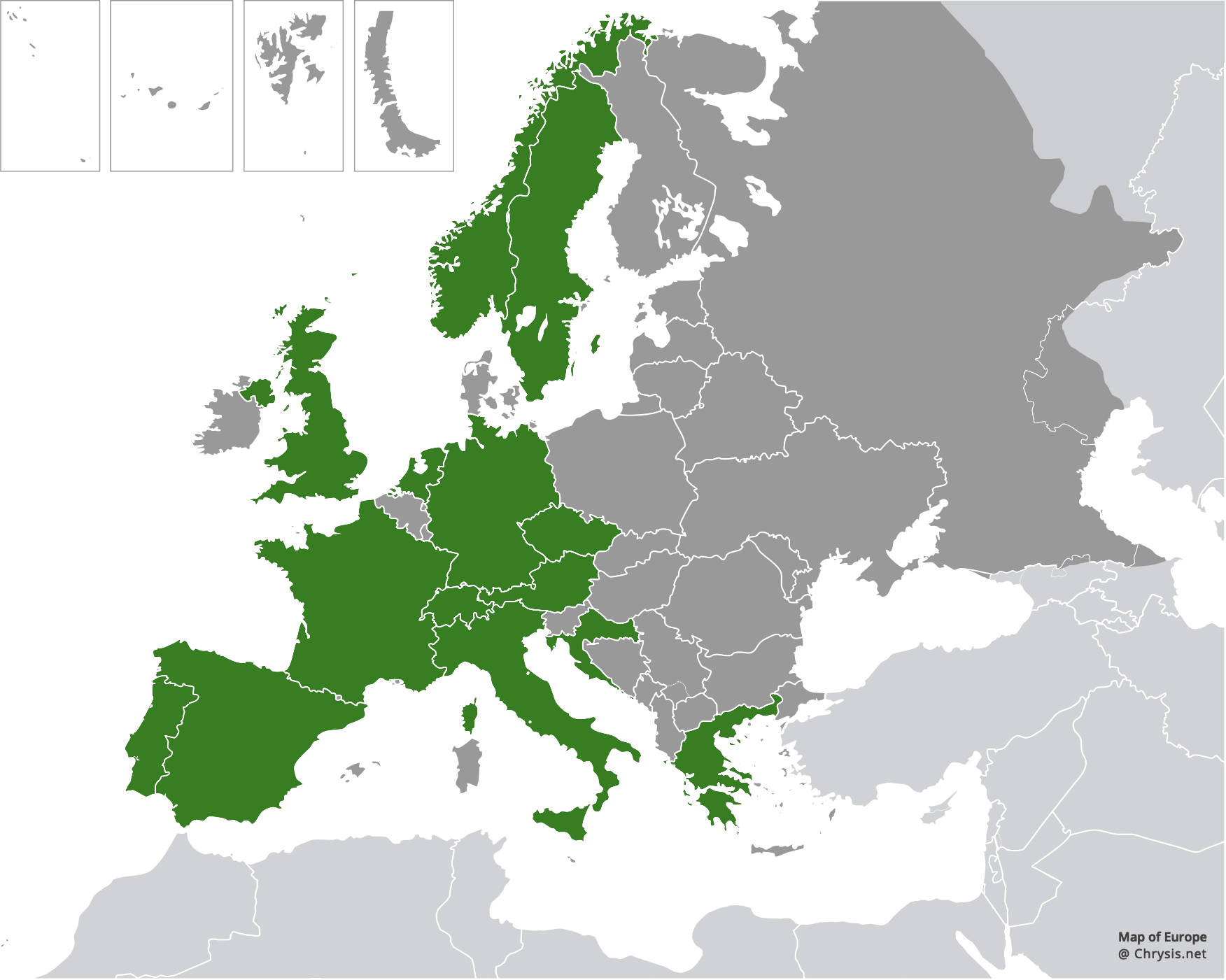 European distribution of Chrysis rutiliventris Abeille, 1879