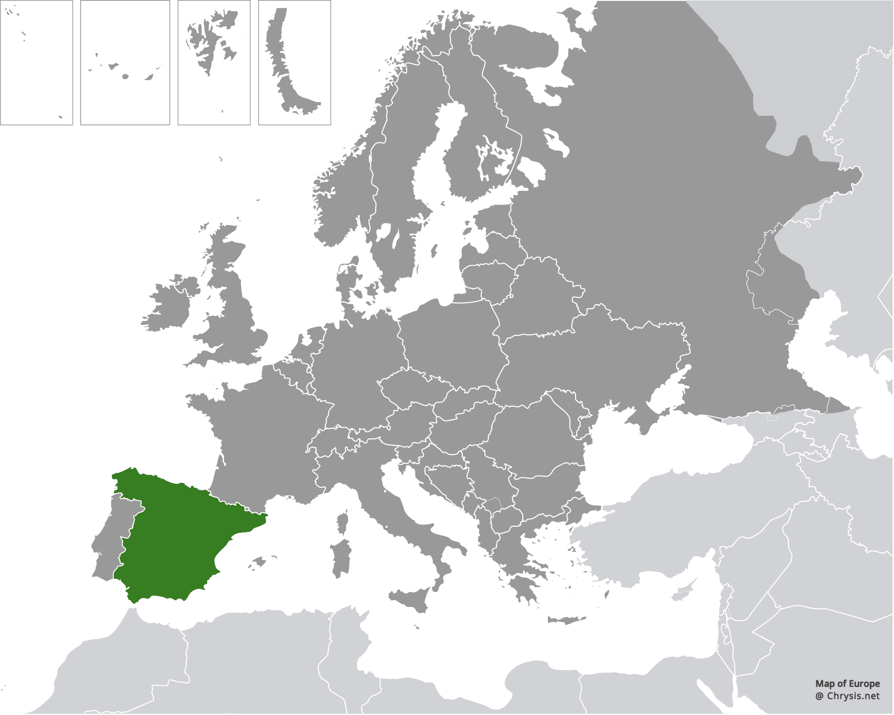 European distribution of Chrysis rutiliventris castiliana