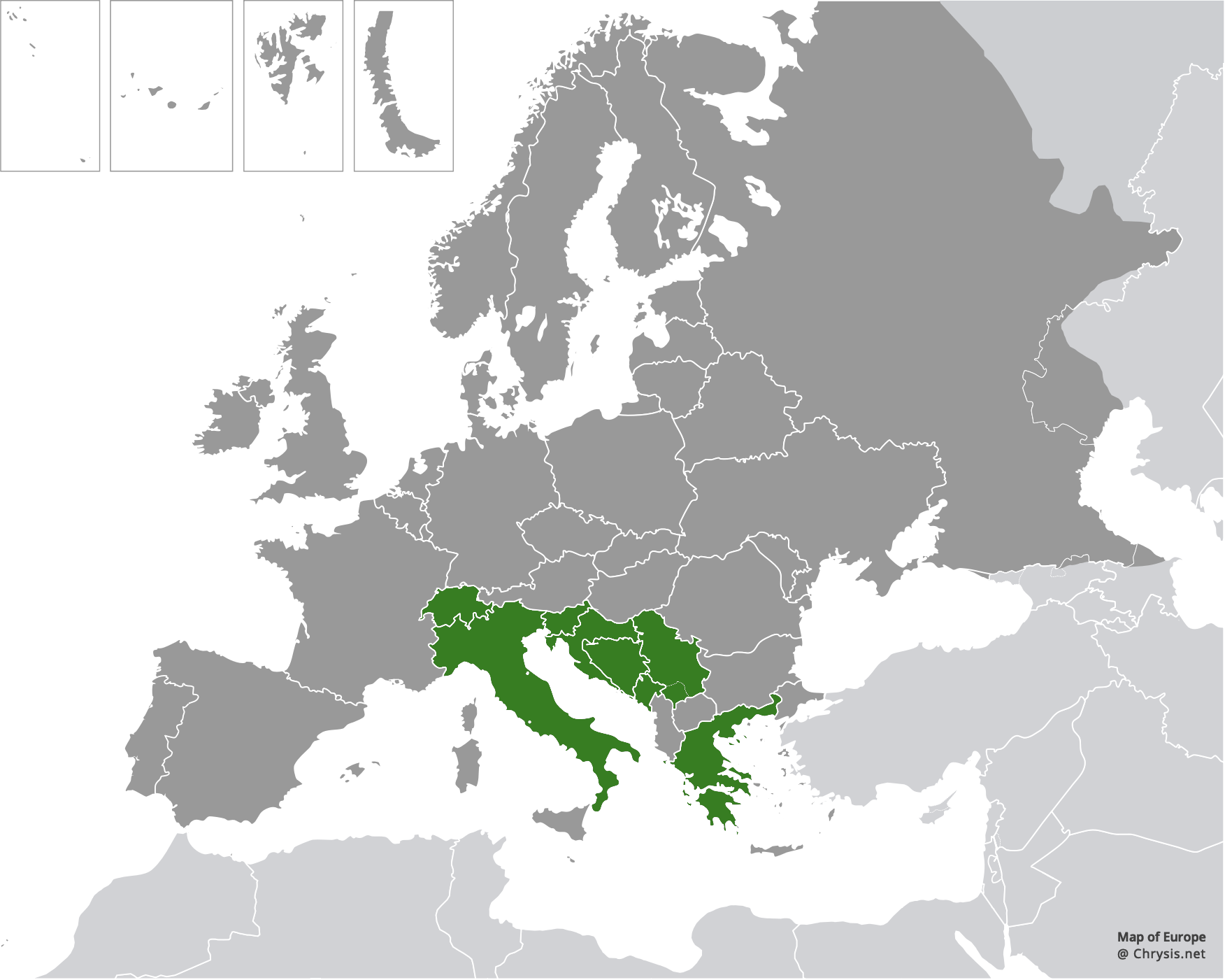 European distribution of Chrysis simplonica