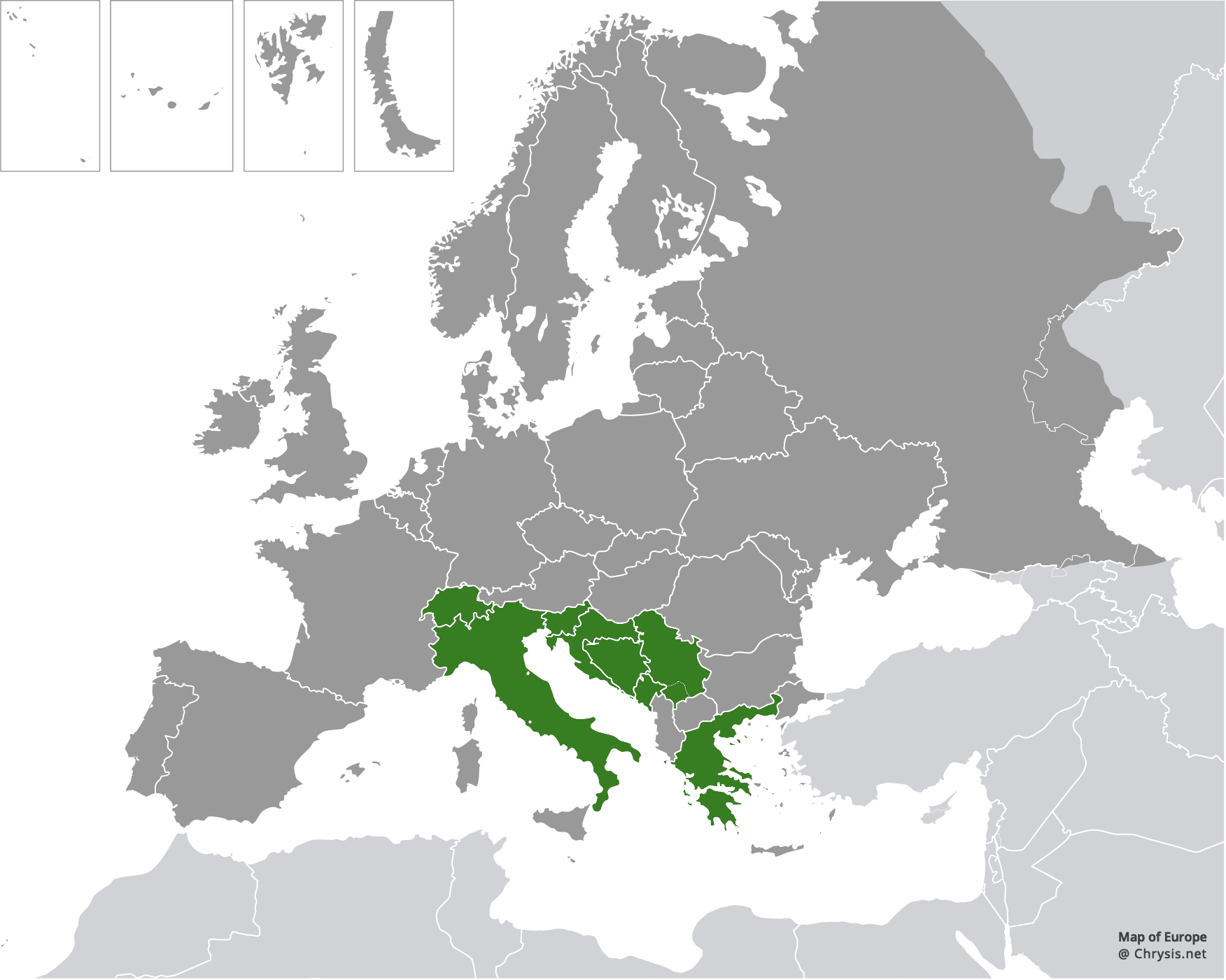 European distribution of Chrysis simplonica Linsenmaier, 1951