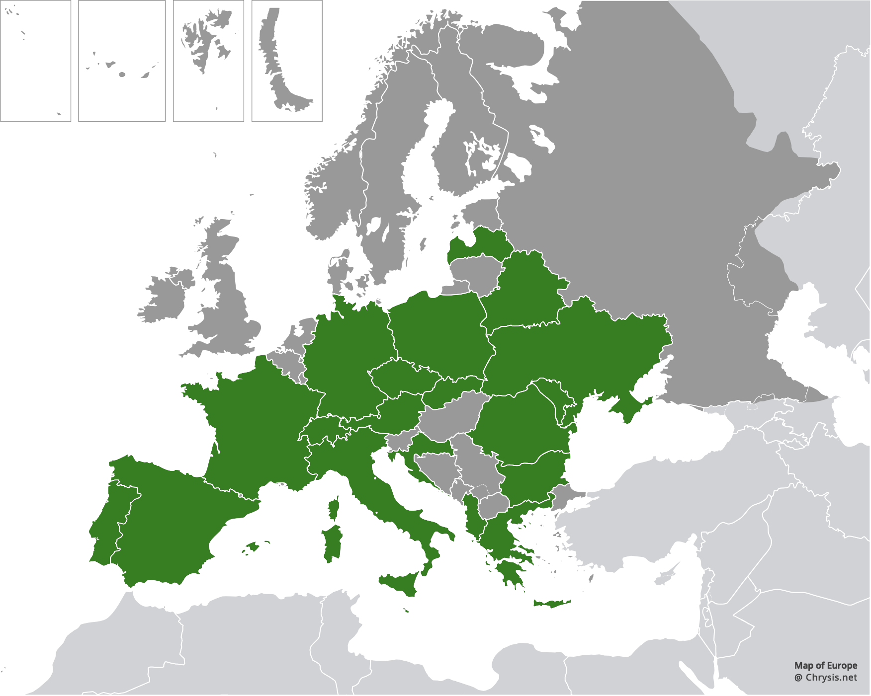 European distribution of Chrysis splendidula Rossi, 1790