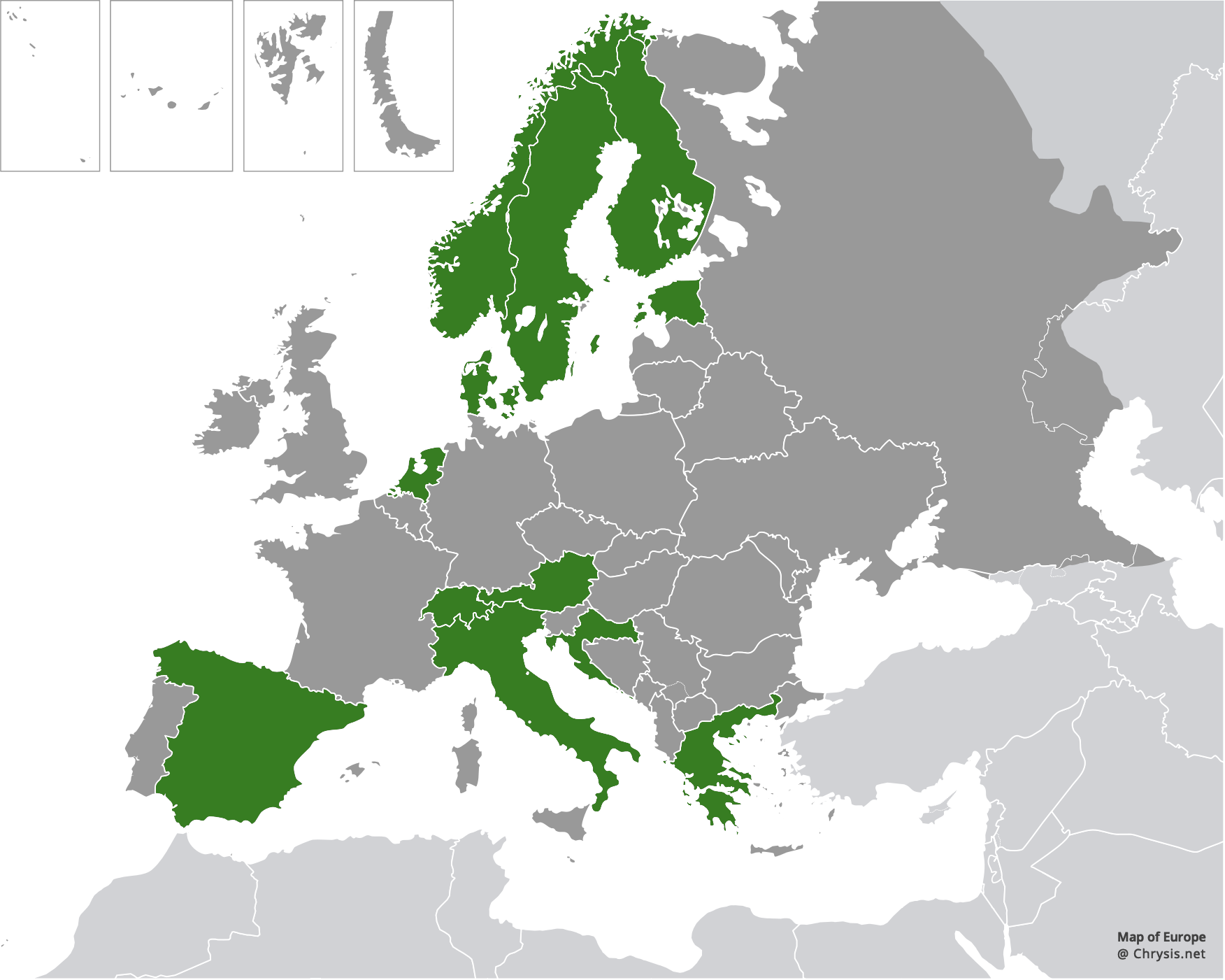 European distribution of Chrysis subcoriacea Linsenmaier, 1959