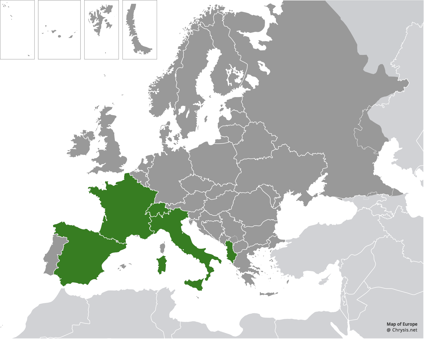 European distribution of Chrysis subsinuata Marquet, 1879